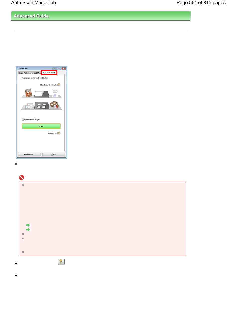 Auto scan mode tab | Canon mp620 User Manual | Page 561 / 815