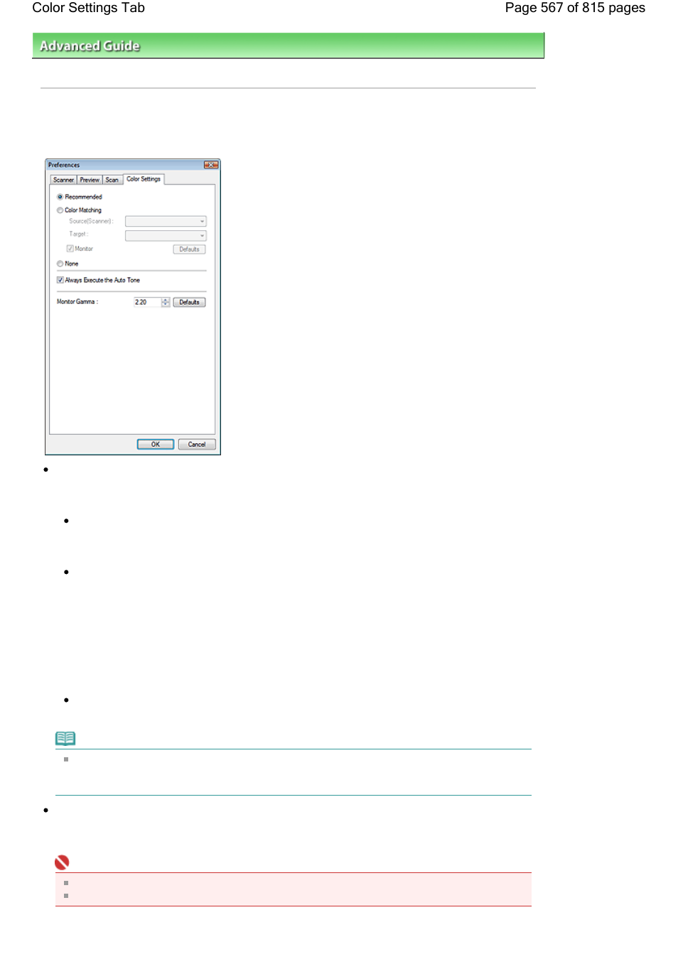 Color settings tab | Canon mp620 User Manual | Page 567 / 815