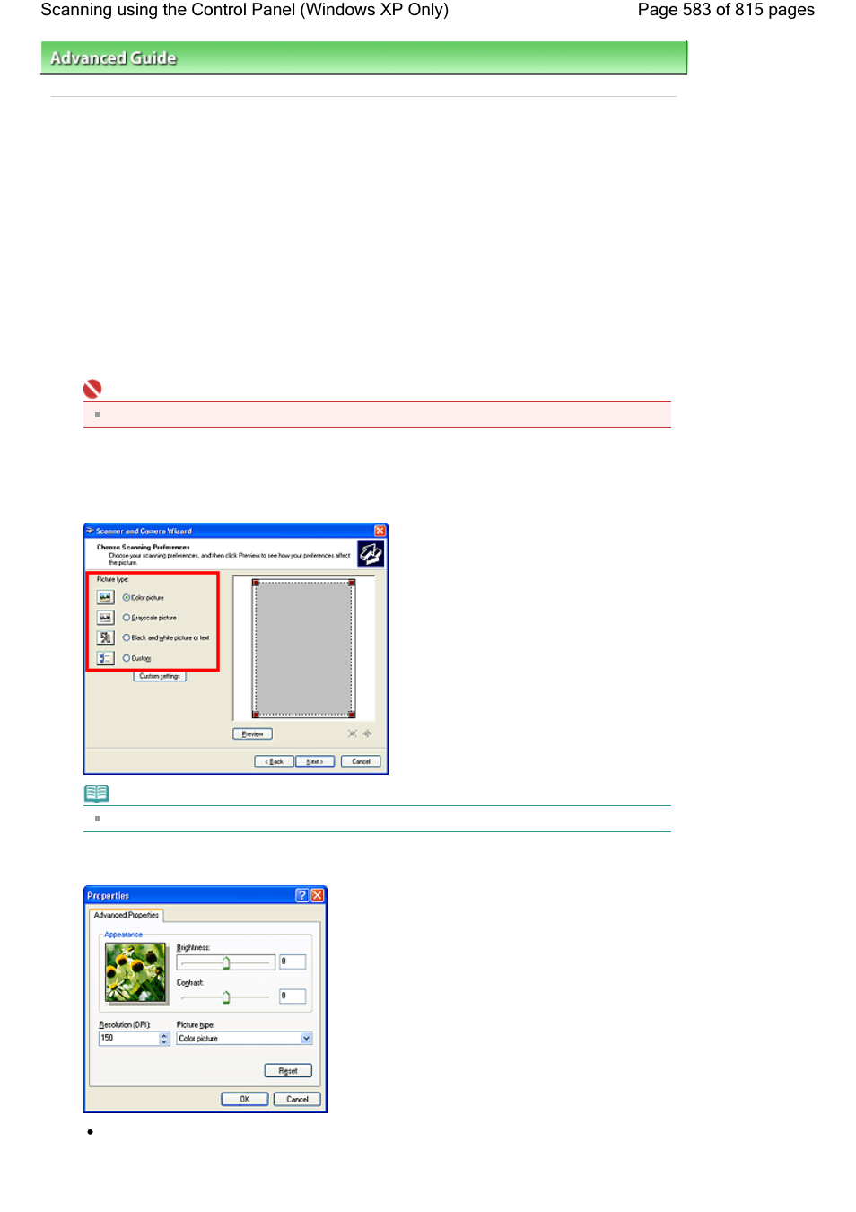 Scanning using the control panel (windows xp only) | Canon mp620 User Manual | Page 583 / 815