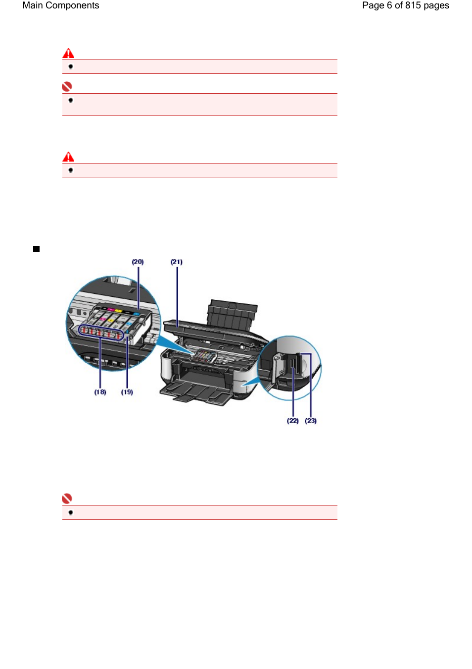 Inside view, Page 6 of 815 pages main components | Canon mp620 User Manual | Page 6 / 815