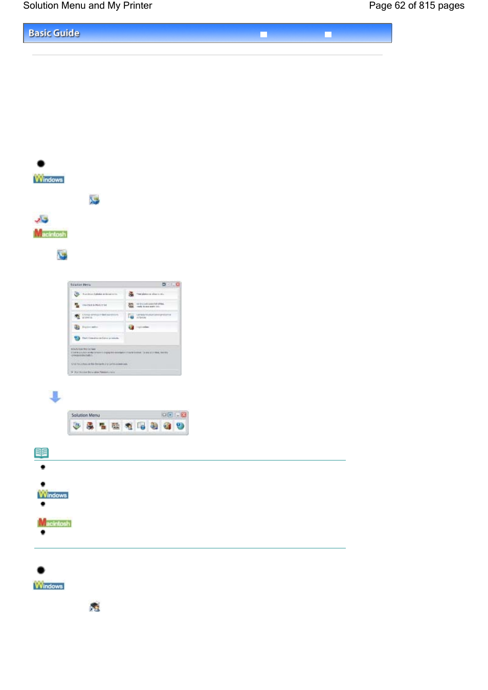 Solution menu and my printer | Canon mp620 User Manual | Page 62 / 815