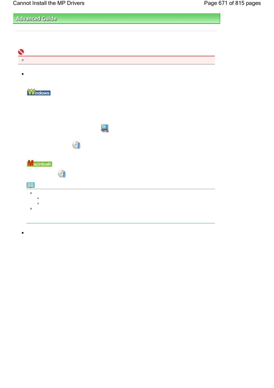 Cannot install the mp drivers | Canon mp620 User Manual | Page 671 / 815