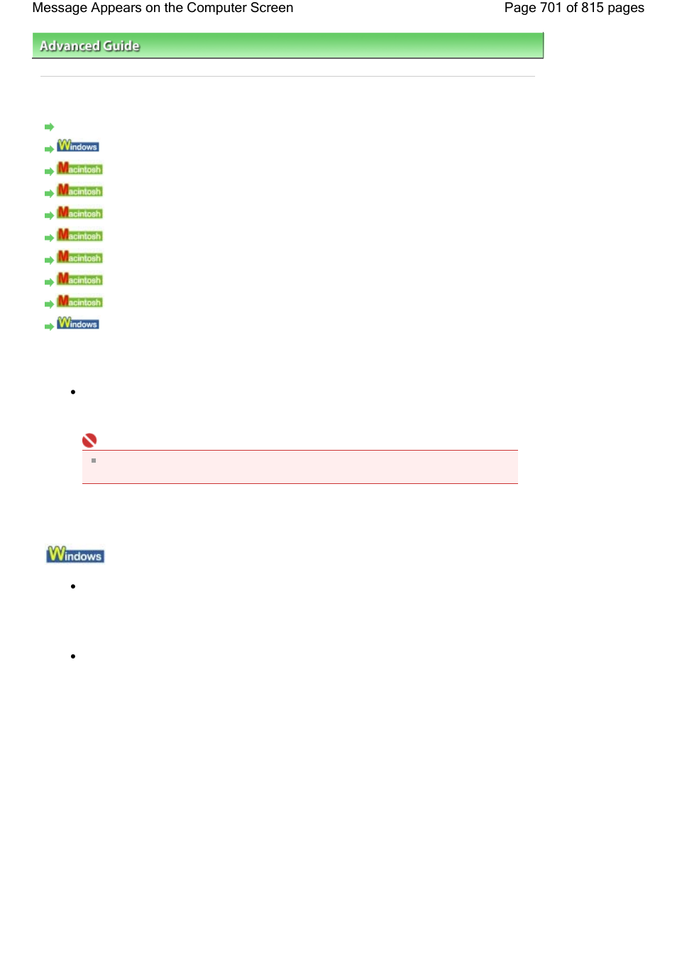 Message appears on the computer screen | Canon mp620 User Manual | Page 701 / 815