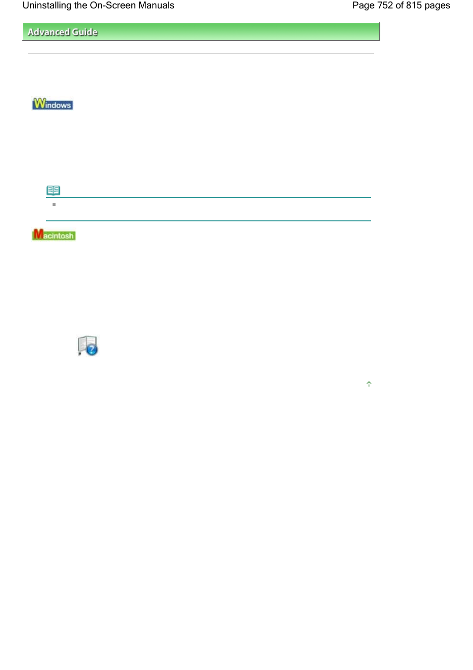 Uninstalling the on-screen manuals | Canon mp620 User Manual | Page 752 / 815