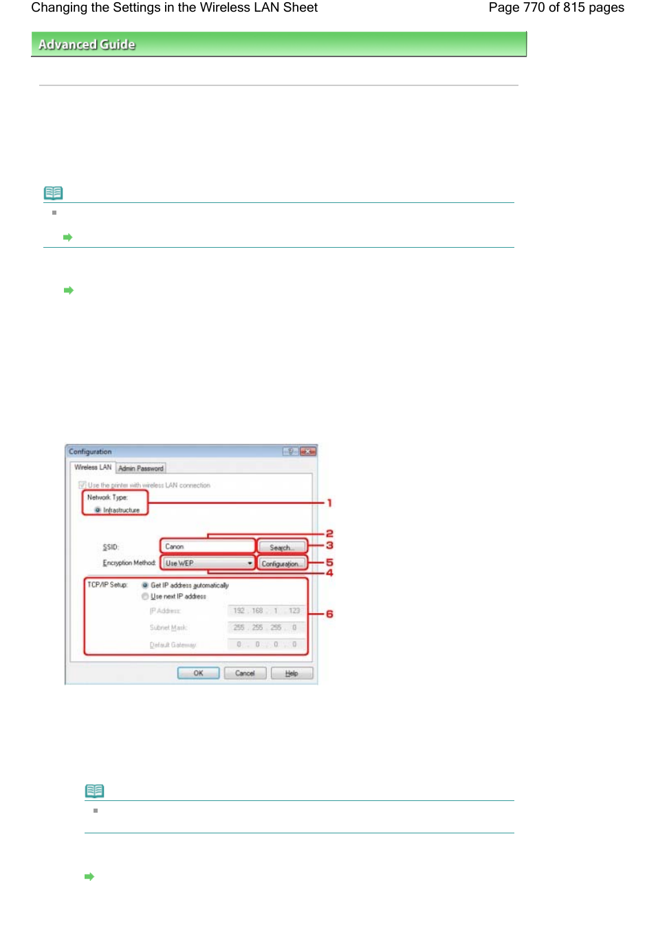 Changing the settings in the wireless lan sheet | Canon mp620 User Manual | Page 770 / 815