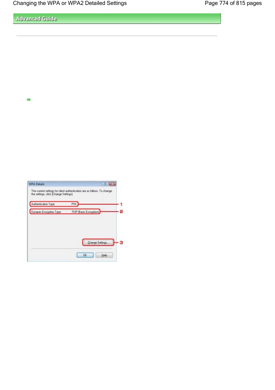 Changing the wpa or wpa2 detailed settings | Canon mp620 User Manual | Page 774 / 815