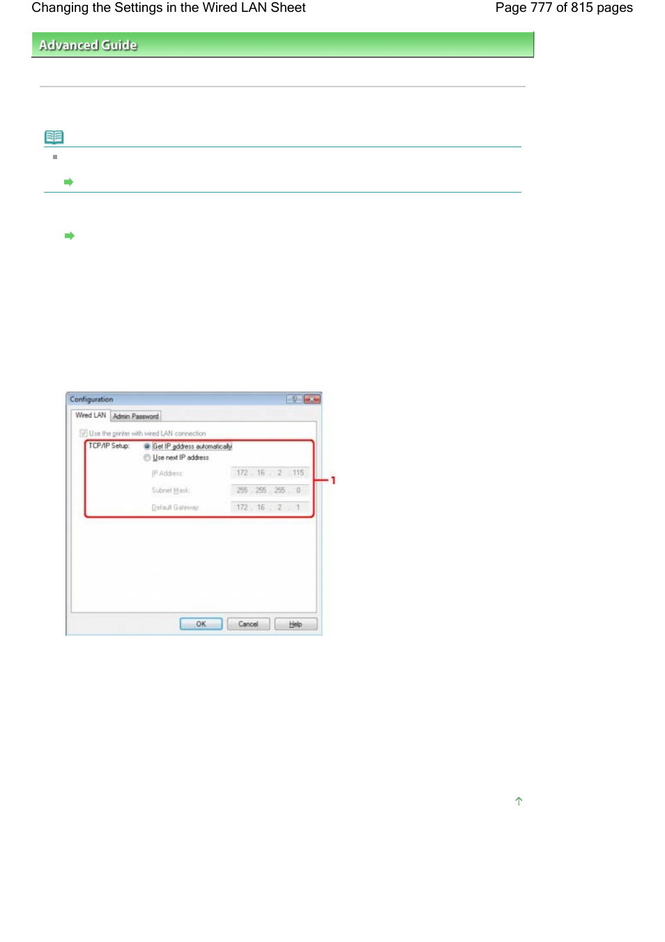 Changing the settings in the wired lan sheet | Canon mp620 User Manual | Page 777 / 815