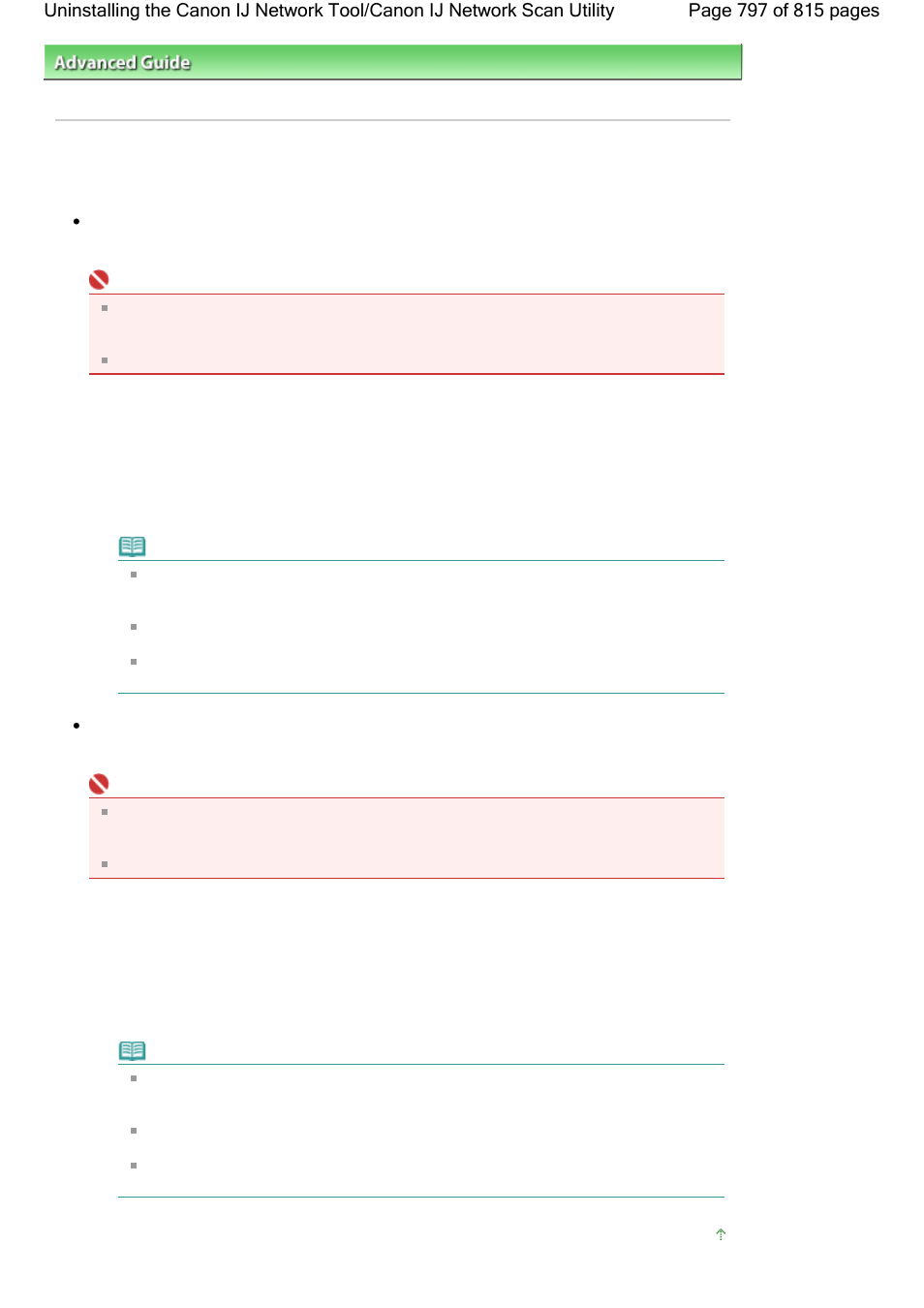 Uninstalling the canon ij network tool, Uninstalling the canon ij network scan utility | Canon mp620 User Manual | Page 797 / 815