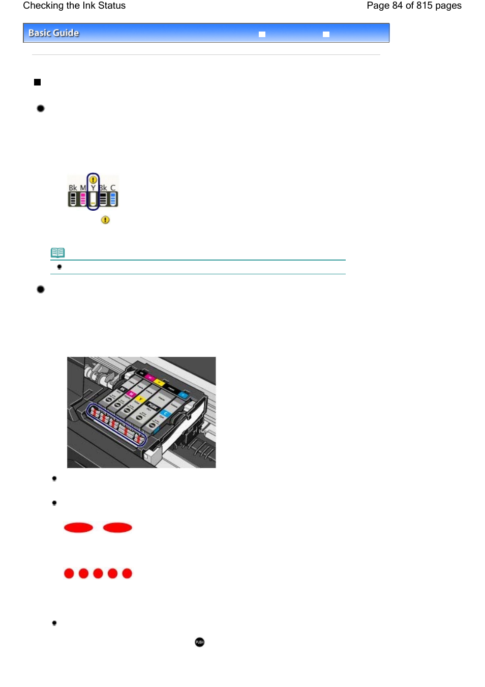 Checking the ink status, With the lcd on the machine, With ink lamps | Canon mp620 User Manual | Page 84 / 815