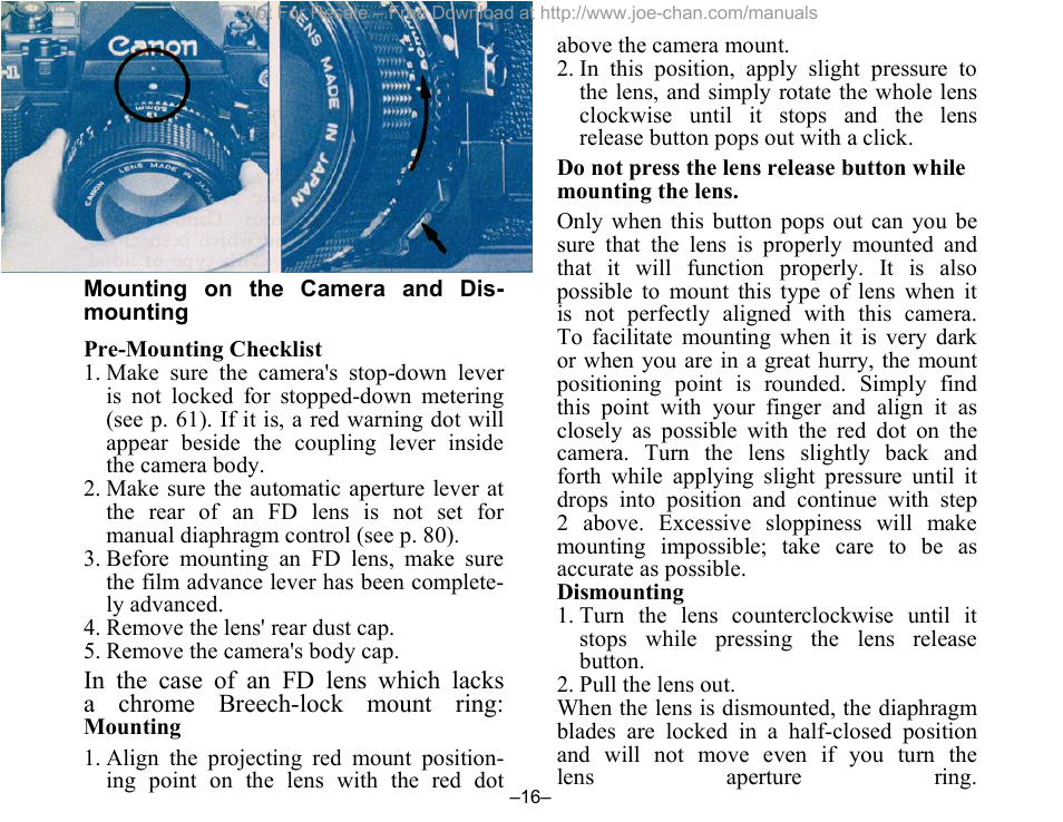Canon A-1 User Manual | Page 16 / 105