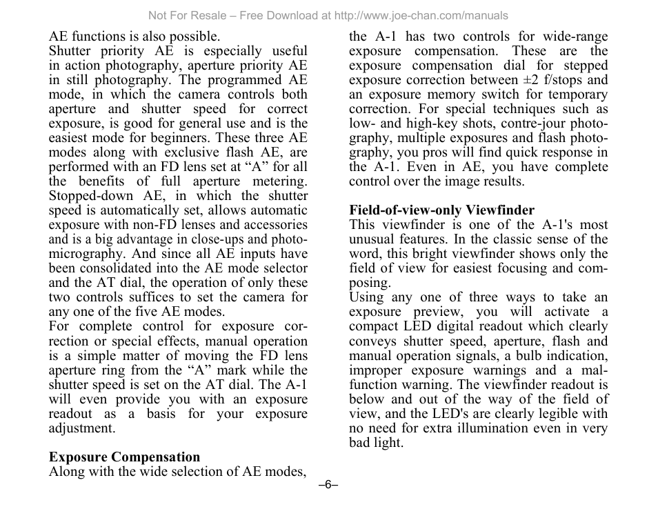 Canon A-1 User Manual | Page 6 / 105