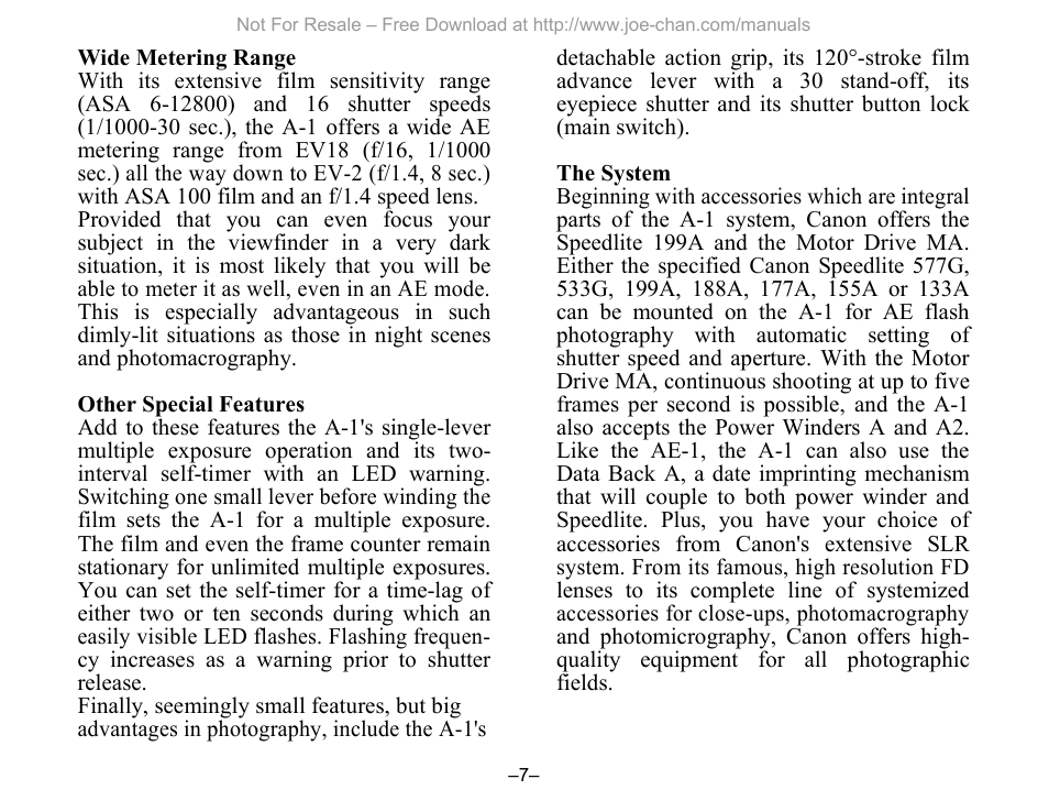 Canon A-1 User Manual | Page 7 / 105