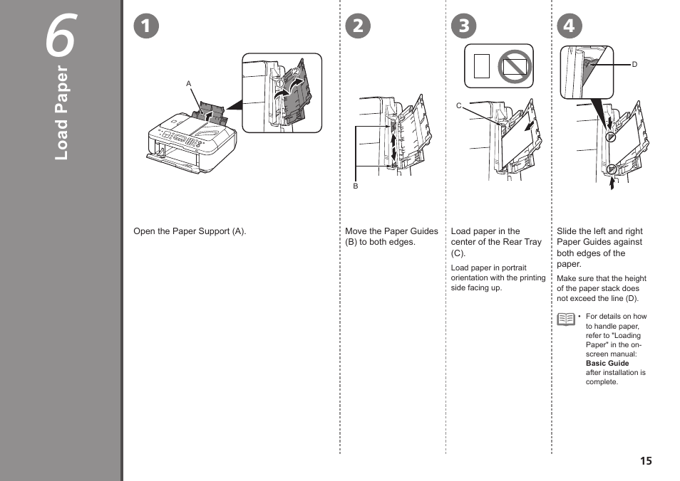 6 load paper, Lo ad p ap er | Canon PIXMA MX340 User Manual | Page 17 / 75