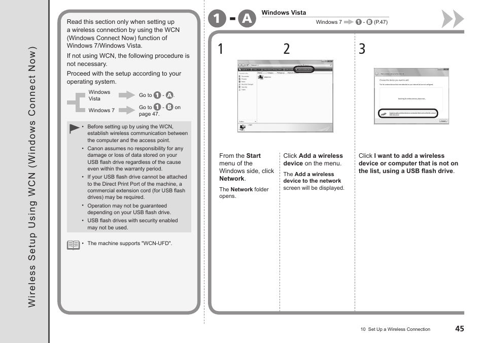 Wireless setup using wcn (windows connect now) | Canon PIXMA MX340 User Manual | Page 47 / 75