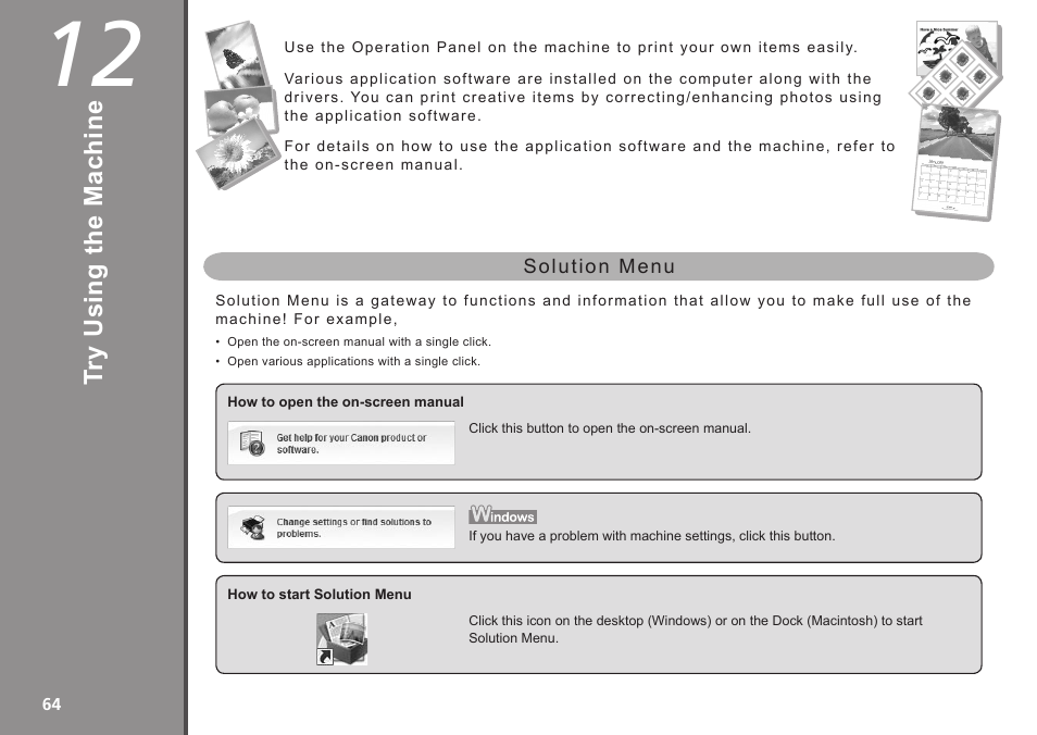 12 try using the machine, Tr y u si ng th e m ac hi ne | Canon PIXMA MX340 User Manual | Page 66 / 75