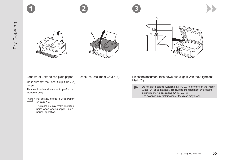 Try copying, Try c op yi ng | Canon PIXMA MX340 User Manual | Page 67 / 75