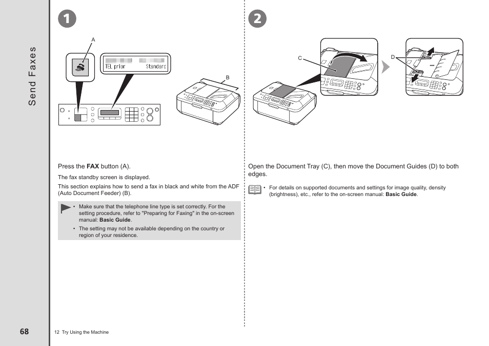 Send faxes, Sen d f ax es | Canon PIXMA MX340 User Manual | Page 70 / 75