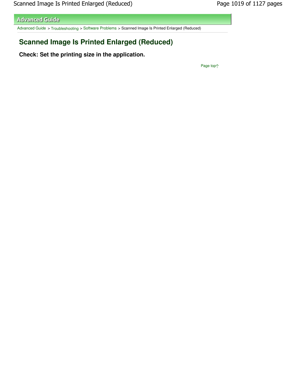 Scanned image is printed enlarged (reduced), Check: set the printing size in the application | Canon PIXMA MX870 User Manual | Page 1019 / 1127