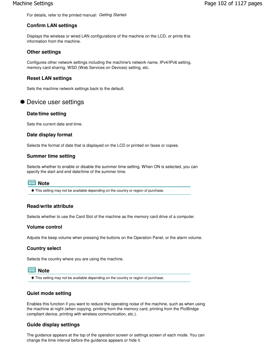 Device user settings | Canon PIXMA MX870 User Manual | Page 102 / 1127