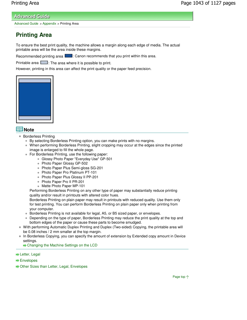 Printing area | Canon PIXMA MX870 User Manual | Page 1043 / 1127