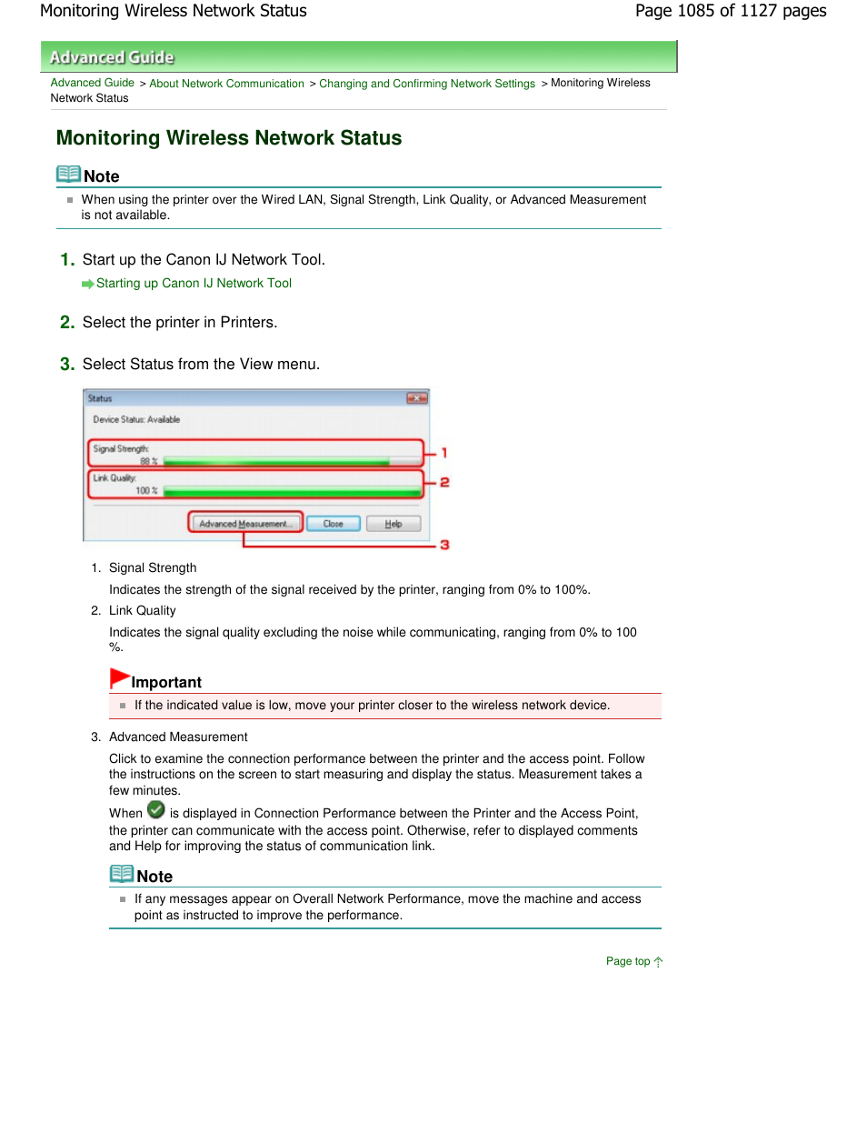 Monitoring wireless network status | Canon PIXMA MX870 User Manual | Page 1085 / 1127