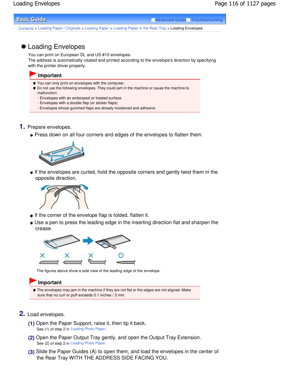 Loading envelopes | Canon PIXMA MX870 User Manual | Page 116 / 1127