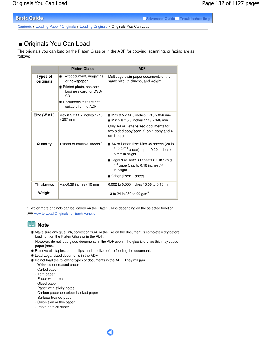 Originals you can load | Canon PIXMA MX870 User Manual | Page 132 / 1127