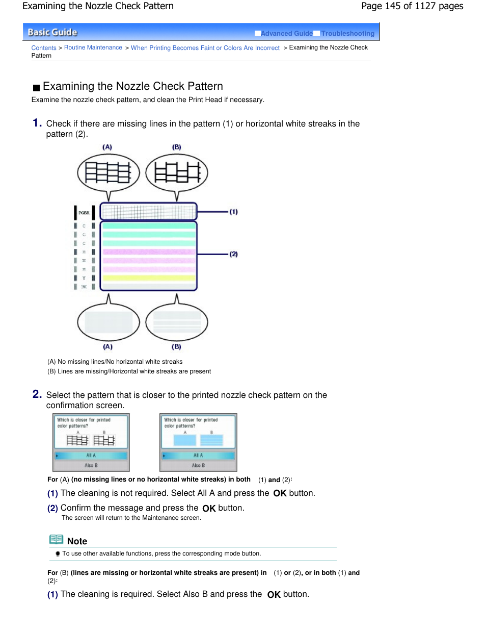 Examining the nozzle check pattern | Canon PIXMA MX870 User Manual | Page 145 / 1127