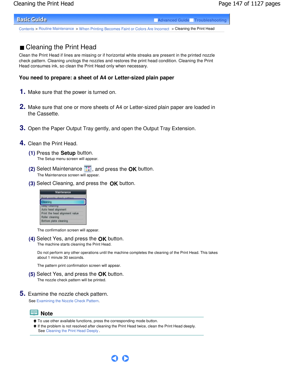 Cleaning the print head | Canon PIXMA MX870 User Manual | Page 147 / 1127