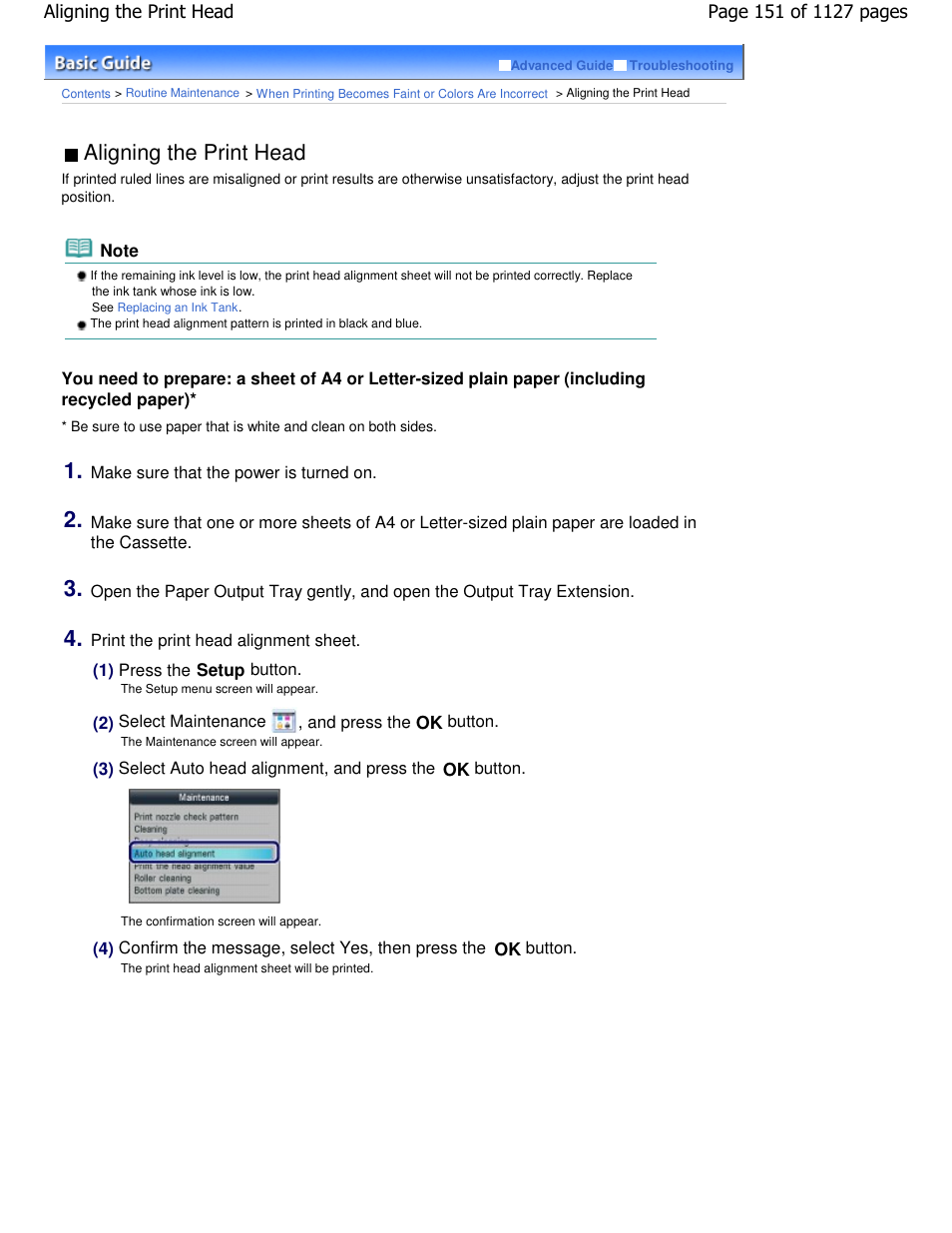 Aligning the print head | Canon PIXMA MX870 User Manual | Page 151 / 1127