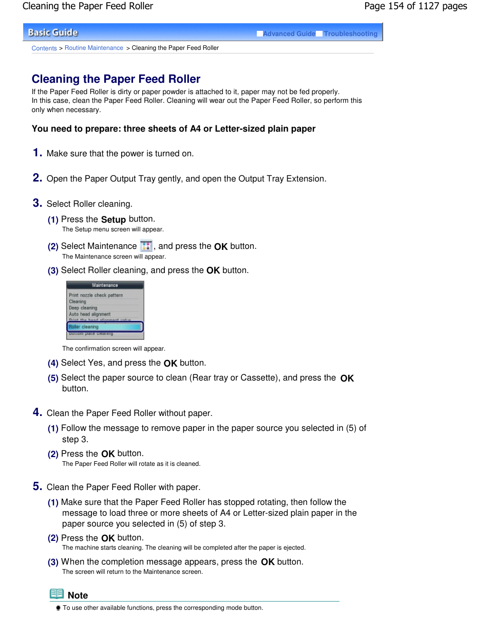 Cleaning the paper feed roller | Canon PIXMA MX870 User Manual | Page 154 / 1127