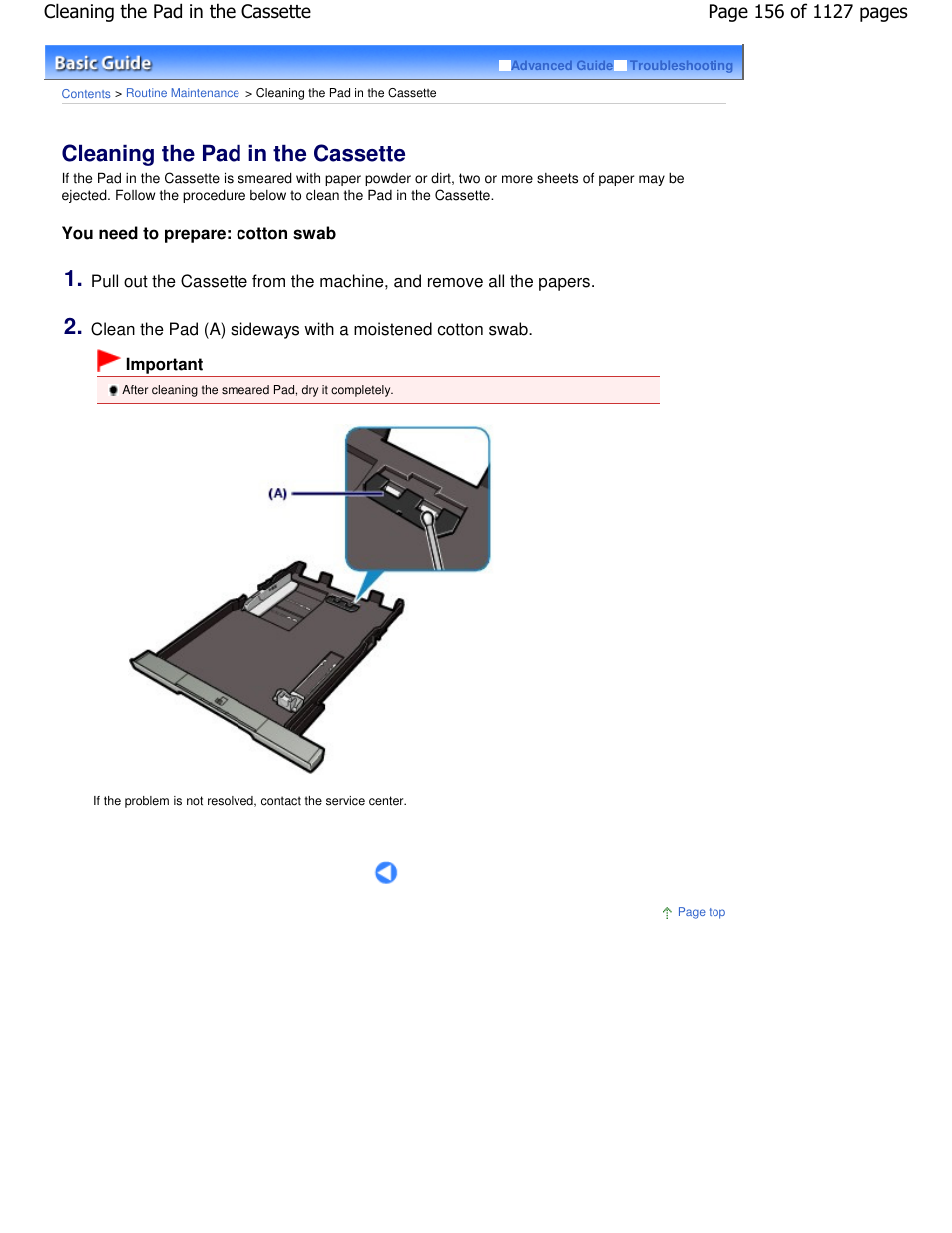 Cleaning the pad in the cassette | Canon PIXMA MX870 User Manual | Page 156 / 1127