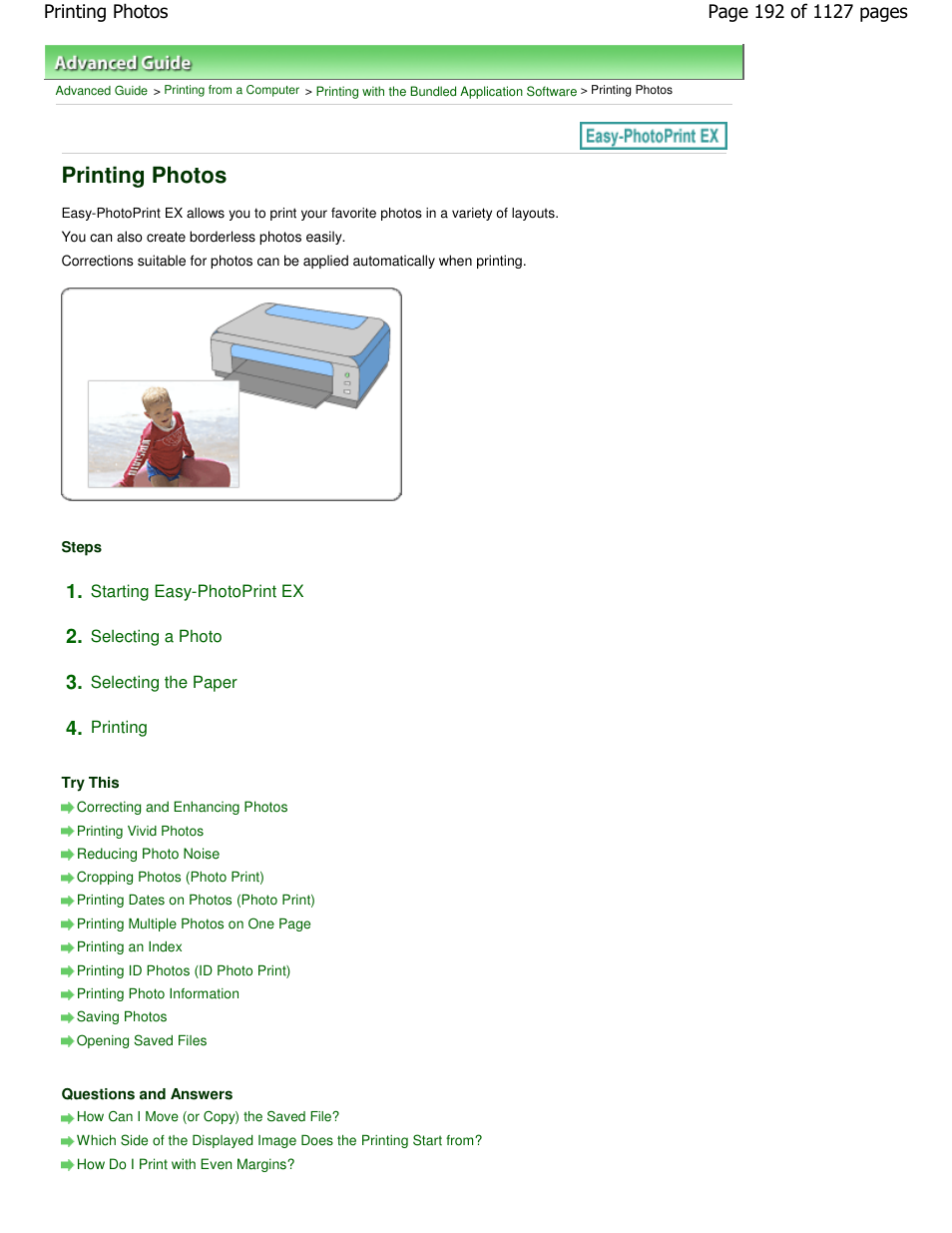 Printing photos | Canon PIXMA MX870 User Manual | Page 192 / 1127