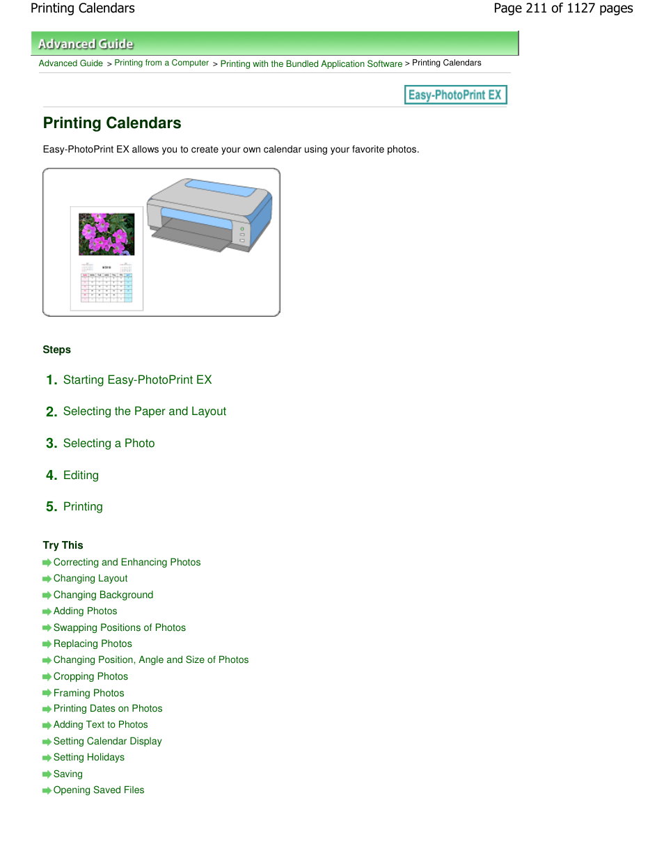 Printing calendars | Canon PIXMA MX870 User Manual | Page 211 / 1127