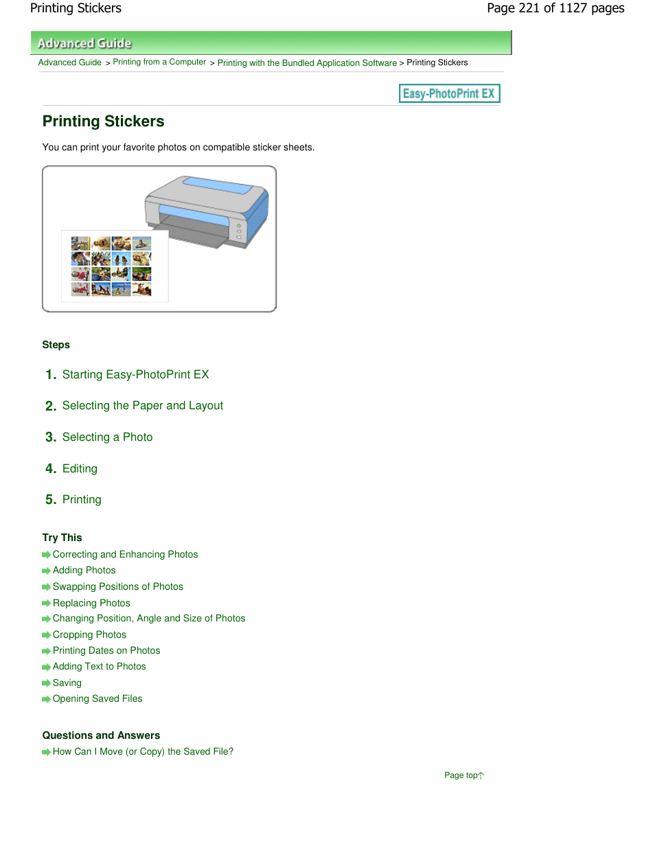 Printing stickers | Canon PIXMA MX870 User Manual | Page 221 / 1127