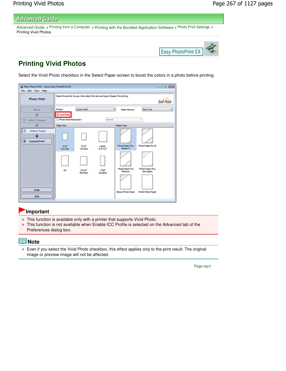 Printing vivid photos | Canon PIXMA MX870 User Manual | Page 267 / 1127