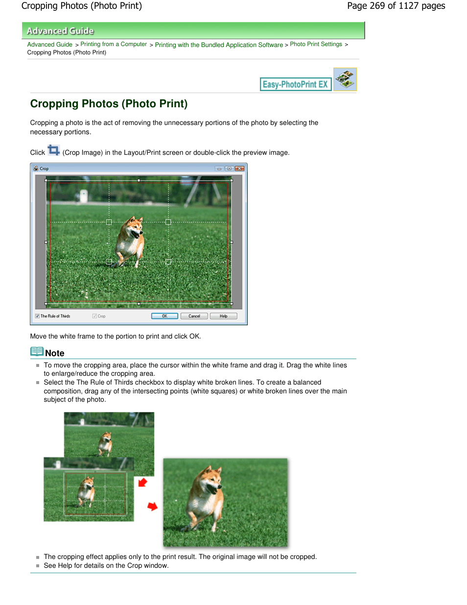 Cropping photos (photo print) | Canon PIXMA MX870 User Manual | Page 269 / 1127