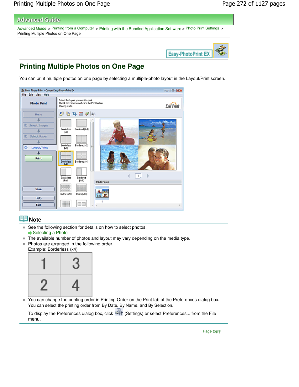 Printing multiple photos on one page | Canon PIXMA MX870 User Manual | Page 272 / 1127