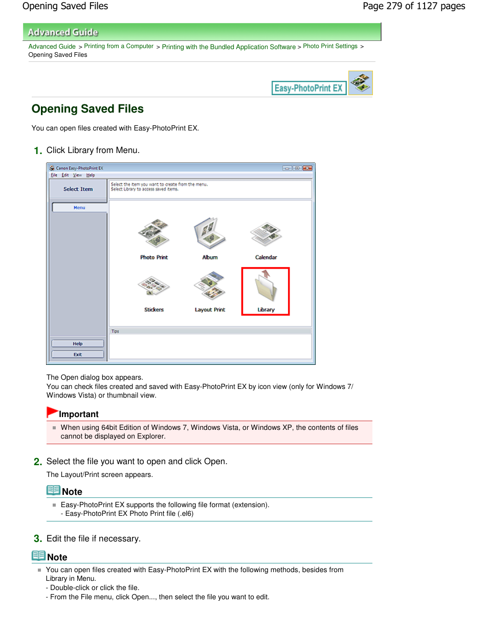 Opening saved files | Canon PIXMA MX870 User Manual | Page 279 / 1127