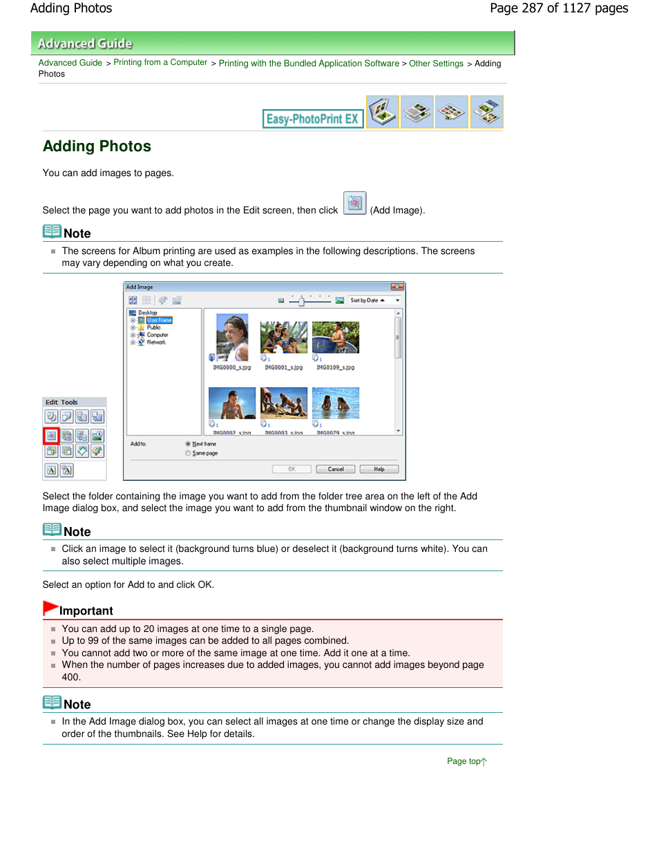 Adding photos | Canon PIXMA MX870 User Manual | Page 287 / 1127