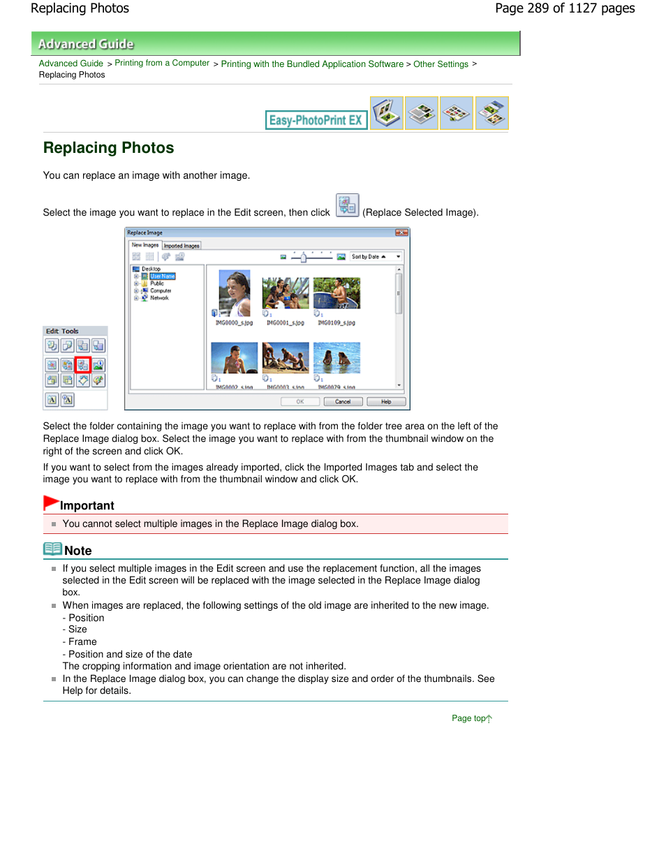 Replacing photos | Canon PIXMA MX870 User Manual | Page 289 / 1127