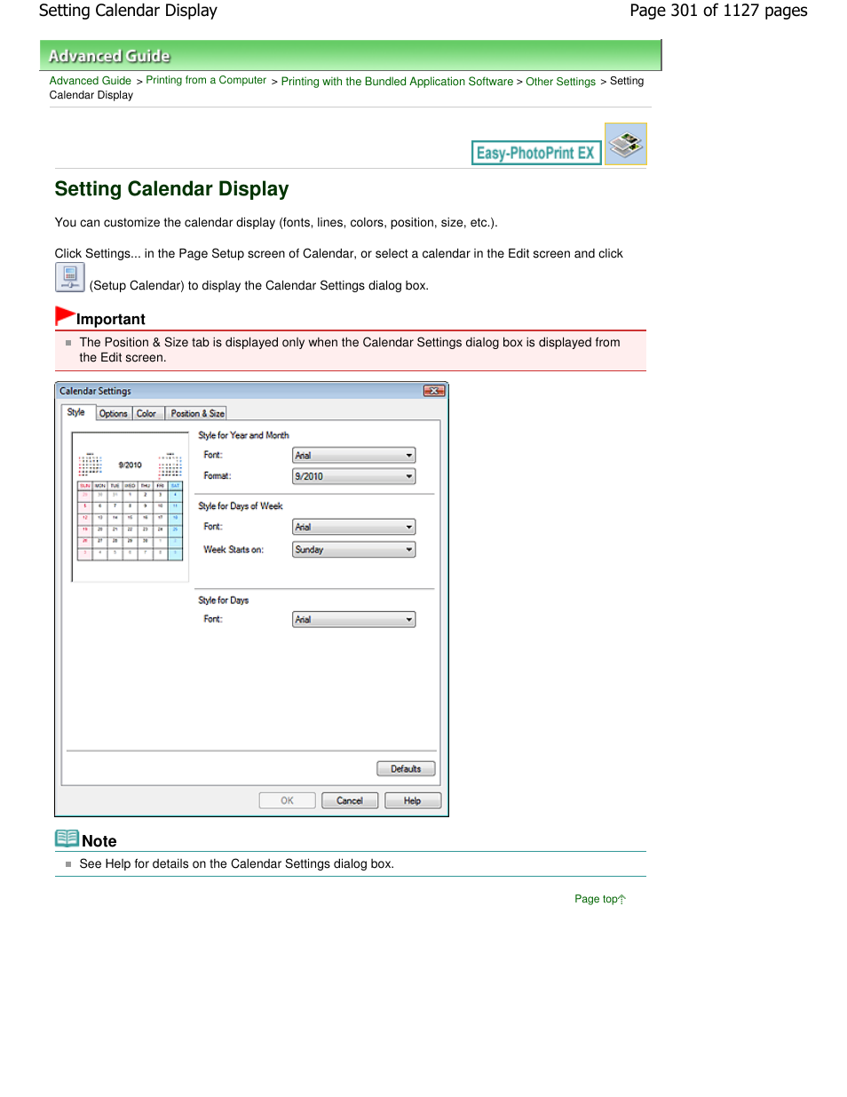 Setting calendar display | Canon PIXMA MX870 User Manual | Page 301 / 1127