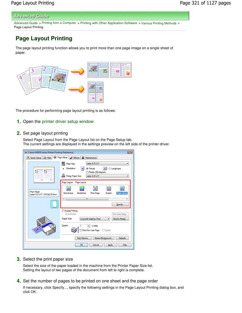 Page layout printing | Canon PIXMA MX870 User Manual | Page 321 / 1127