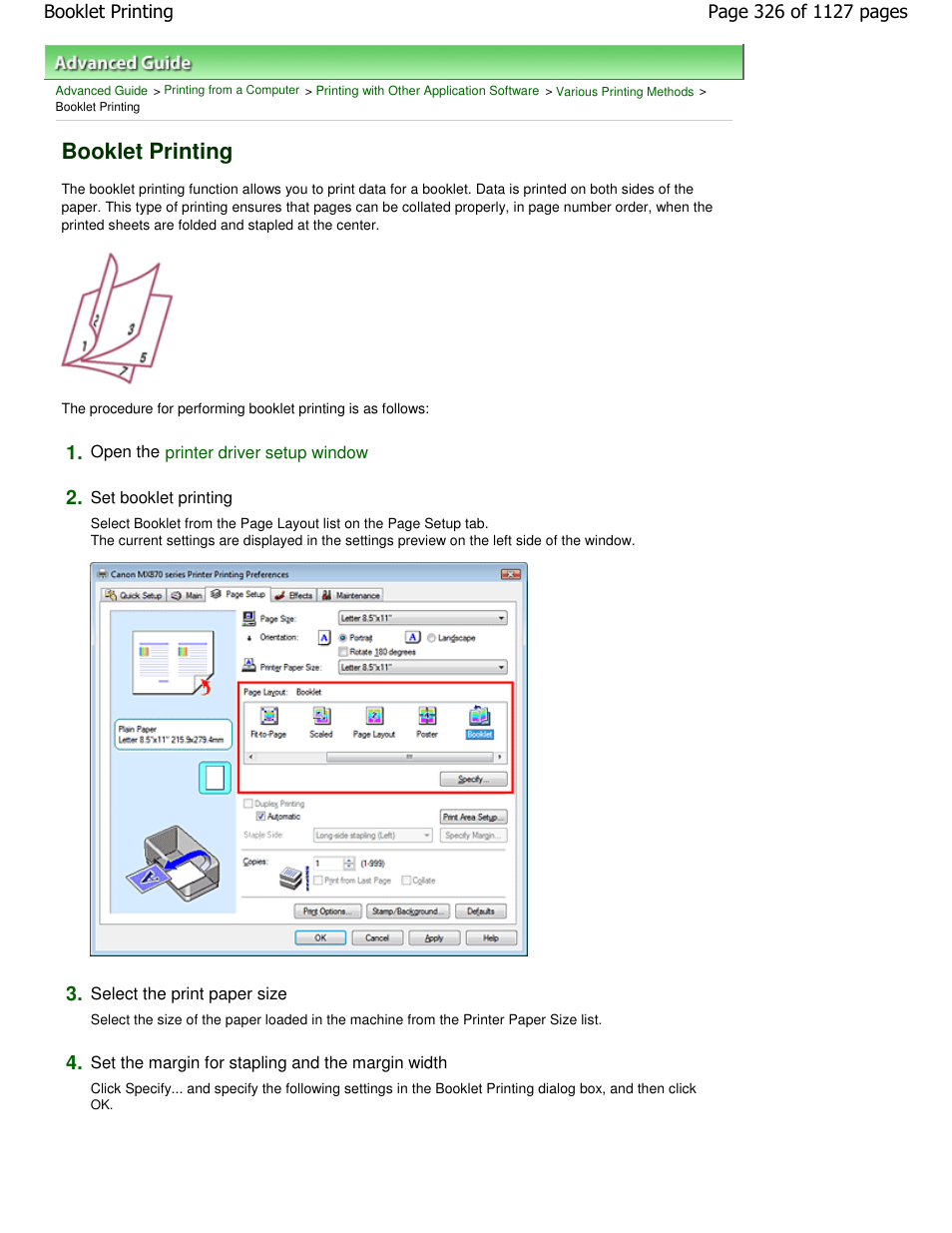 Booklet printing | Canon PIXMA MX870 User Manual | Page 326 / 1127