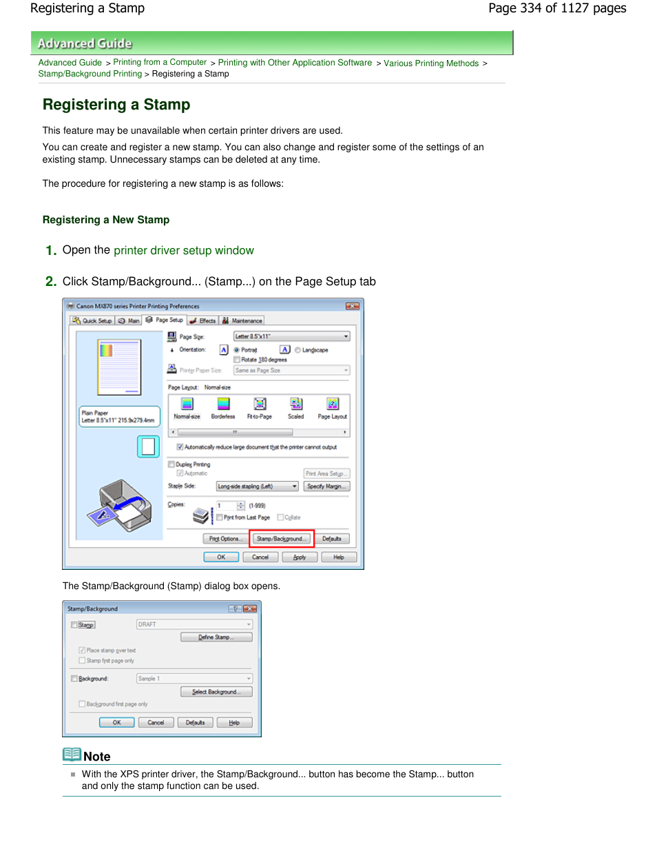 Registering a stamp | Canon PIXMA MX870 User Manual | Page 334 / 1127