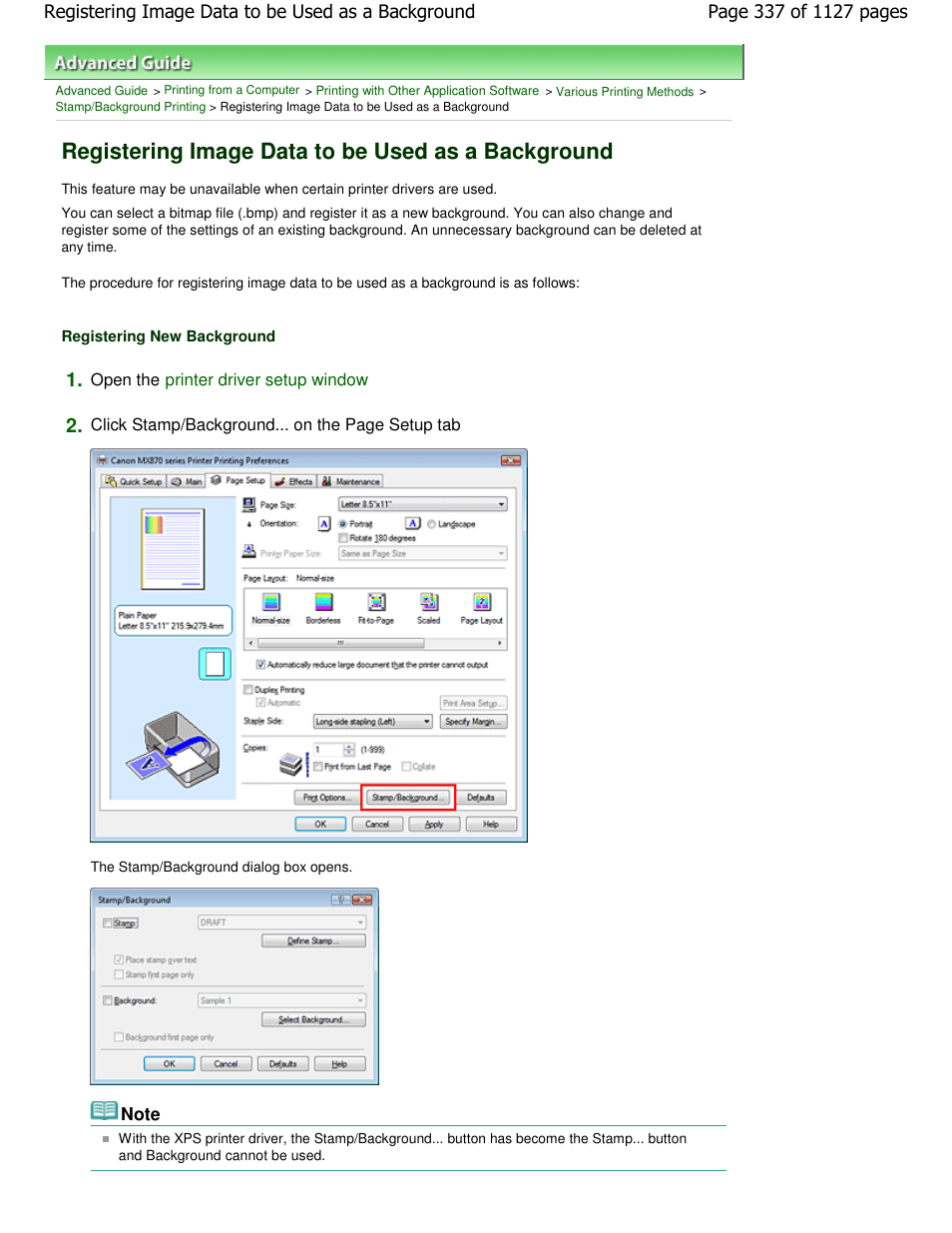 Registering image data to be used as a background | Canon PIXMA MX870 User Manual | Page 337 / 1127