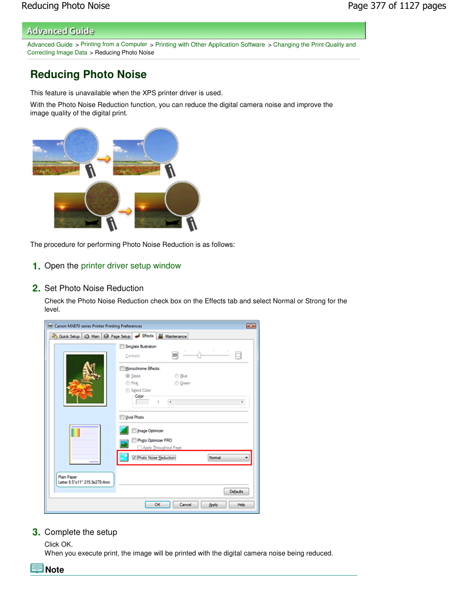 Reducing photo noise | Canon PIXMA MX870 User Manual | Page 377 / 1127