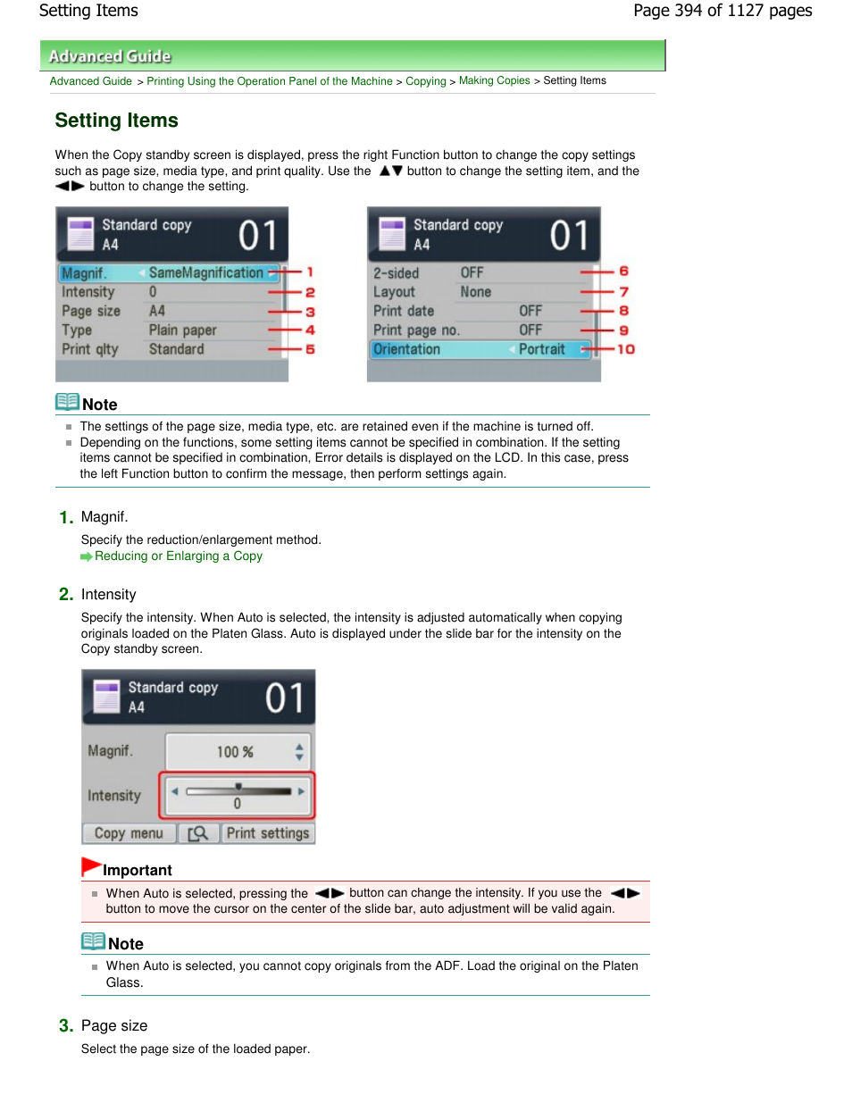 Setting items | Canon PIXMA MX870 User Manual | Page 394 / 1127