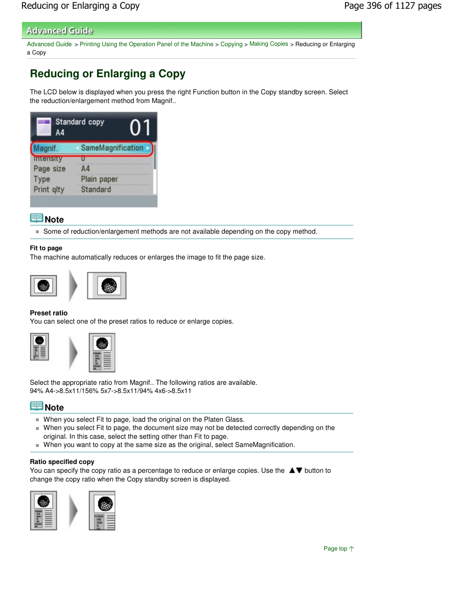 Reducing or enlarging a copy | Canon PIXMA MX870 User Manual | Page 396 / 1127