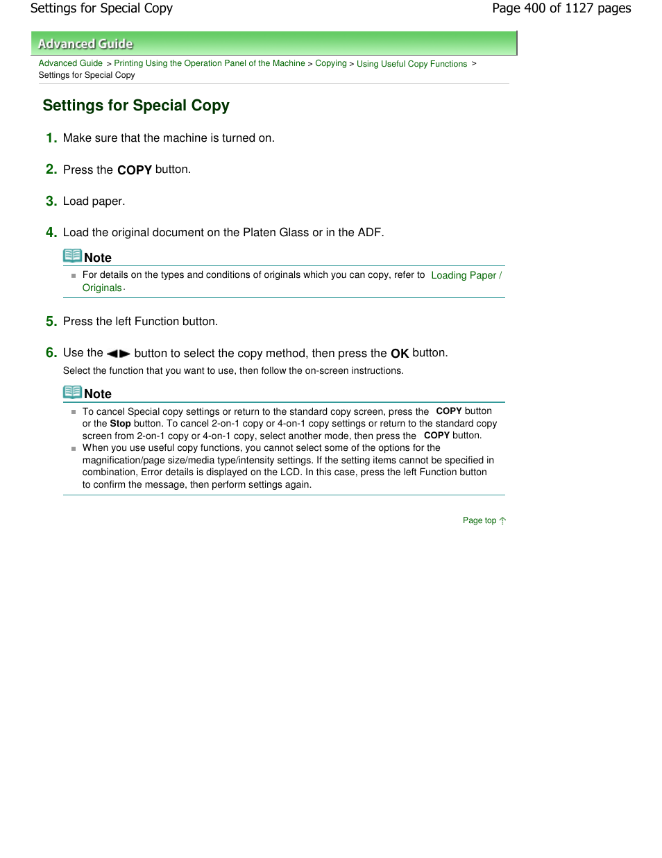 Settings for special copy | Canon PIXMA MX870 User Manual | Page 400 / 1127